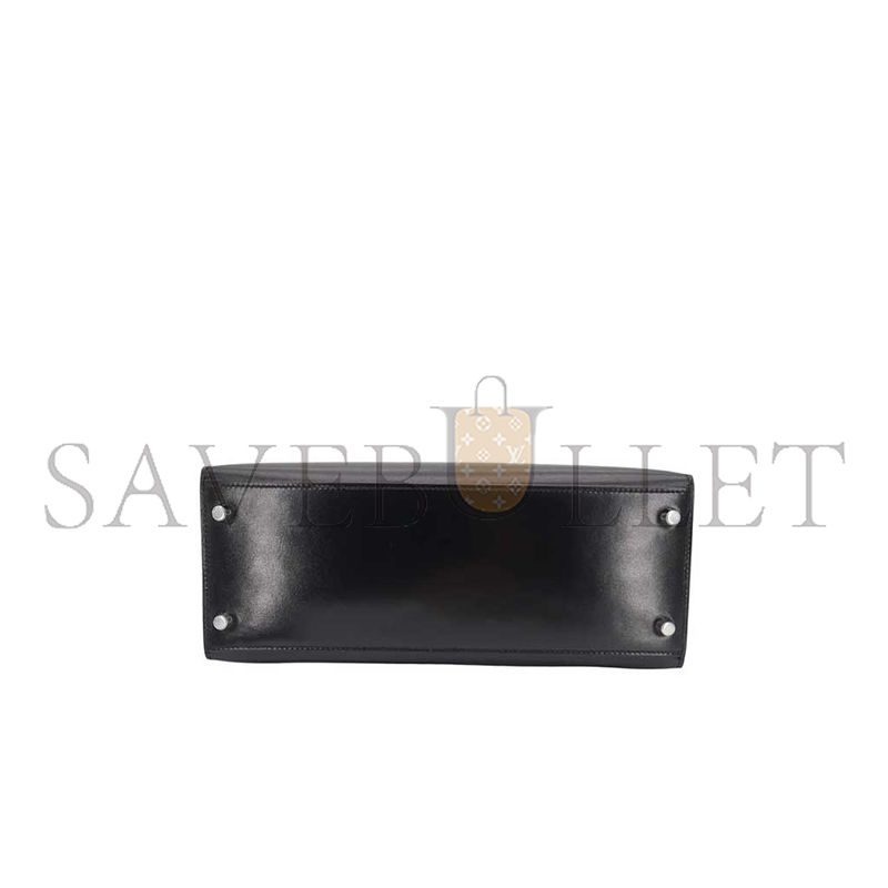 H**mes kelly 28 sellier black box calf leather palladium hardware (28*22*10cm)